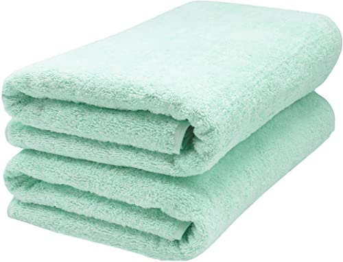 ZOLLNER 2er Set Saunatücher - weiche und saugstarke Handtücher - waschbar bis 95°C - Baumwolle -70x200 cm in Mint