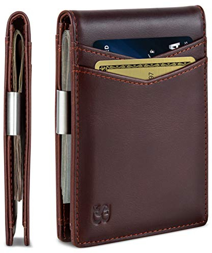 SERMAN BRANDS Money Clip Wallet - Mens Wallets slim Front Pocket RFID Blocking Card Holder Minimalist Mini Bifold (Melted Chocolate Transformer)