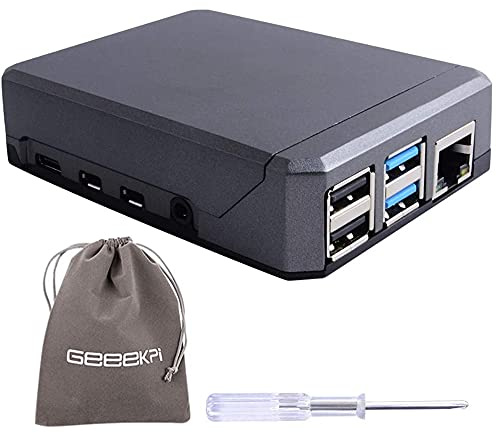 GeeekPi Argon NEO Raspberry Pi 4 Gehäuse, Aluminium Gehäuse mit Passiver Kühlung, entworfen für GPIO, PoE Zugriff, Lüfter, Kamera und LCD-Display, Alle Aluminium Kühlkörpergehäuse