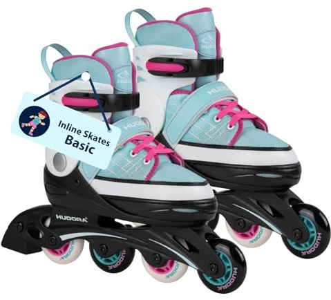 HUDORA Inline Skates Basic in Blue/Mint - Inliner für Kinder & Jugendliche in versch. Größen - Roller Skates bis zu 4 Größen verstellbar - Ideal als hochwertiges Einstiegsmodell
