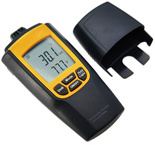 AMTAST Digitales Thermometer, Hygrometer mit Taupunkt, tragbarer Temperatur- und Luftfeuchtigkeitsmesser, Monitoranzeige für Büro, Bibliothek, Kino, Abstellraum, Gewächshaus