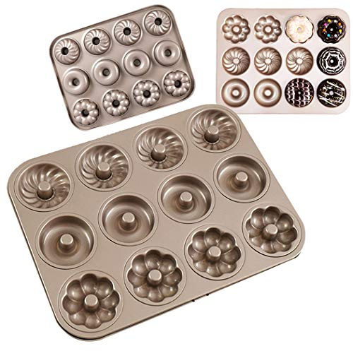 SIPLIV teglia per ciambelle antiaderente stampo per ciambelle in acciaio al carbonio teglia per ciambelle stampo per 12 ciambelle, teglia rotonda a forma di vortice di fiori - tipo 3