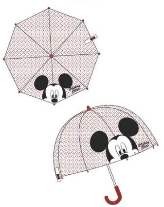 Regenschirm aus Polyester, transparent, Mickey Mouse Disney, 65 cm, rot, Mediana
