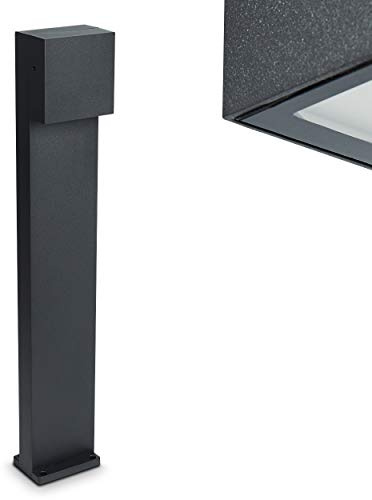 LED Außenwegeleuchte Spidern, moderne Wegebeleuchtung aus Metall in Anthrazit u. weißen Kunststoff, 1-flammige eckige Außenlampe, 1 x LED 9 Watt, 4000 Kelvin, 800 Lumen, IP54