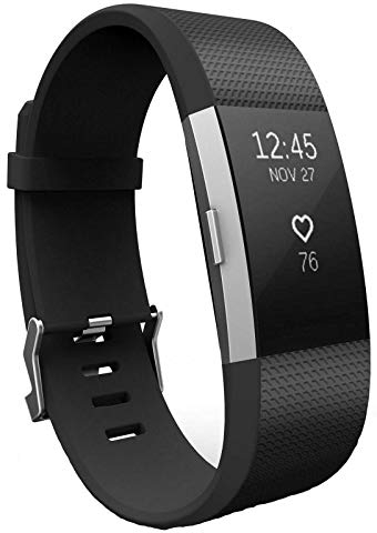 Sago Compatible with Fitbit Charge 2 Strap Replacement Band Classic Wristband Women Men Small large (Large, Black)