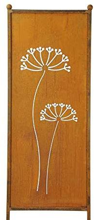 finehomegarden Edelrost Sichtschutz Dolde H165cm x B52cm Windschutz Rost Dekowand Garten Stele Deko