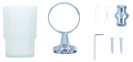 WANGCL Zahnputzbecher mit Halterung, Edelstahl Zahnputzbecherhalter mit Glasbecher Zahnputzbecher Wand für Badezimmer Einzelbecher