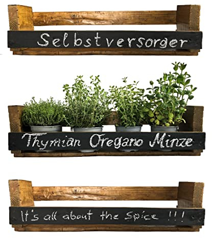 ein Tafellack Palettenregal BxHxT 8ox22x19cm (Stellfläche 72x15cm) Kräuterbar Spicebar Gewürzregal Selbstversorger Gewürzbar upcycling Holzregal Küchenregal Wandbar
