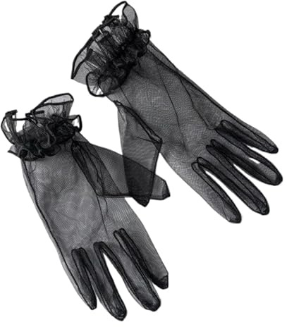 PTNKUIIY Gants de mariée en tulle courts, vintage pour soirée/opéra/fête, protection solaire, maille filet femme, accessoires de costume de carnaval