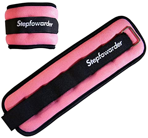 Stepfowarder Gewichtsmanschetten Fuß/Handgelenk Gewichte Fitness Set 0,3kg bis 1.0kg 1 Paar für Beine und Arme Knöchel Gewicht für Fitness, Bewegung, Laufen, Joggen, Gym, Aerobic (2 * 0.5KG - Rosa)