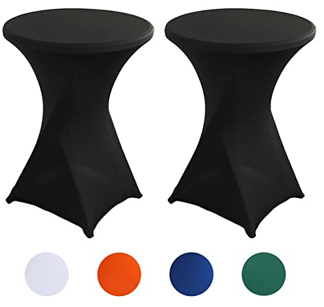Uppsättning av 2 stretchståbordsskydd, ståbordsskydd Ø 80 x 110 cm, förstärkning i fotområdet, elegant tvättbar bordsduk för bistrobord/barbord och bröllop/cocktailparty (svart)