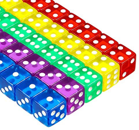 PlandleLee 20 Stück Würfel Bunt Set 6-Seitig, 14 mm, Farben Würfel Set, 5 Farben