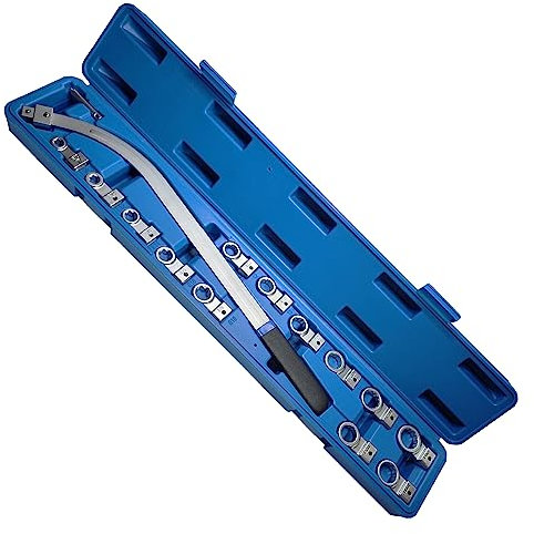 15PCS Universal Auxiliary Idler Belt Tensioner Pulley Removal Tool Kit, 12-Point 12-19mm (0.47-0.74) Serpentine Belt Tension Pulley Wrench Set, Engine Timing Belt Tensioning Nut Bolt Screw Remover