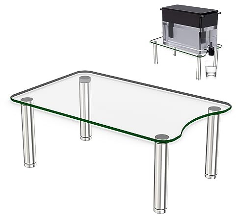 MAYJOY Soporte dispensador de agua, soporte de filtro de agua de vidrio templado transparente para encimera, compatible con jarra de agua Brita y jarra Zerowater, perfecto para dispensador de bebidas