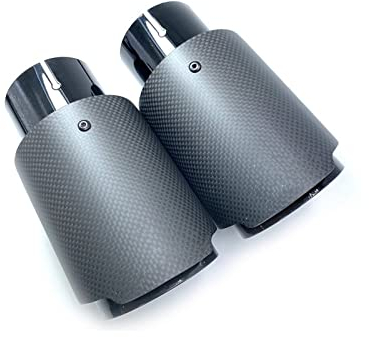 AVFORA Auto Schwanz Kehle Auto Auspuffrohr 1 STÜCKE Auto Auspuff Rohr Gerade Flansch Matt Carbon Endrohr Spitze Schwarz Edelstahl Schalldämpfer Rohr (Größe : 57MM IN 76MM Out)