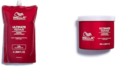 Wella Professionals Ultimate Repair Vorteils-Set – Repair Shampoo zur Tiefenreinigung & reparierende Spülung mit Omega 9 – 1 L Feuchtigkeitsshampoo Refill & 500 ml Conditioner