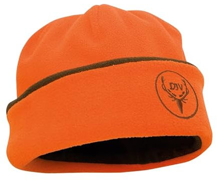 DJV-Fleece-Wendemütze | Oliv-grün für Ansitz, Signal-orange für Gesellschaftsjagd | Gesticktes Logo, 100% Polyester, Einheitsgröße | Stilvoll warm und sichtbar