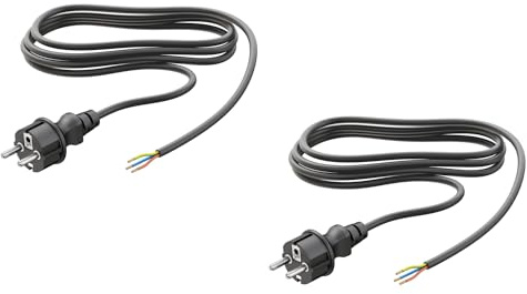 ledscom.de 2X Schukostecker Typ F mit Außenkabel, 2 m, schwarz, 3 x 1,5 mm²