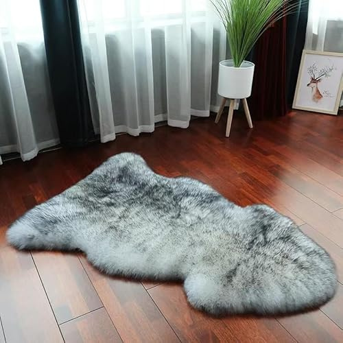 Luxury Premium Genuine Sheepskin Area Rug for Bedroom,Real Fluffy Soft Wool Fur Carpet Natural Lambskin Fur Rug Real Thicken Wool Carpet Seat Chair Covers for Sofa Living Room (1P-2.3x3.3(70x100cm))