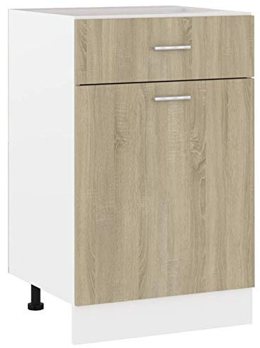 Gecheer Küchenschrank Schrank Lagerschrank Mit 1 Schublade 2 Regalböden Küche Schrank Spülenunterschrank Küchenzeile Küchenmöbel Aufbewahrungsschrank Schwarz 50x46x81,5cm Spanplatte