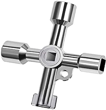 Movilideas - Llave Multifuncional 4 Puntas para Contador de Agua, Armario Eléctrico, Ascensor, Gas y Válvulas | Plateado