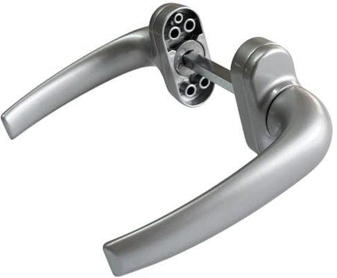 Sivenci - Juego de Manillas de Aluminio Para Puertas | Manilla de Roseta | Cuadradillo de 8 mm | Manivela Reversible | Lacado Plata