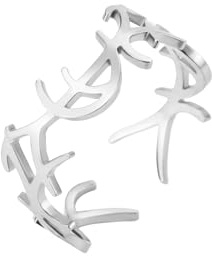 kkjoy Bague Croix Réglable en Acier Inoxydable Bague Jésus Couronne d'Epines Bague Croix Chrétienne Foi Espoir Amour Bague Promesse d'Eternité Bijoux Religieux Cadeau pour Femmes Hommes