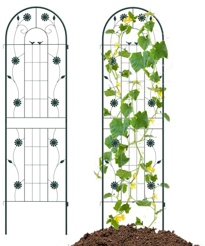 HOMASIS 2 Pezzi di Graticcio per Piante Rampicanti in Metallo, Pannelli Decorativi per Recinzione da Giardino, Graticcio per Piante Rampicanti per Colture di Viti, 50 x 180 cm (Verde)