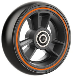 RIANT WHEEL, W434, 4 X 1.4 inch, Solid, PU Wheels, Wheelchair Casters, Nylon Rim, one Pair (Orange)