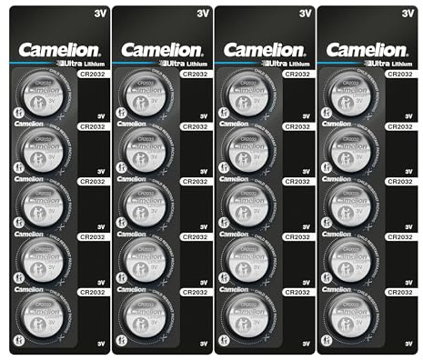 CAMELION Lot de 20 piles bouton au lithium (CR2032)