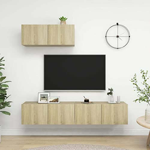 ShGaxin Meubles TV 3 pièces, meubles de salon, salle à manger modernes, meubles de salon, meubles de salon, meubles de salon, meubles modernes complets, ensemble TV salon, aggloméré couleur chêne