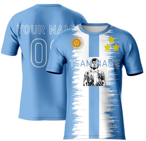 Camiseta de fútbol con estampado de Maradona para niños adultos, Diego - Camiseta de Maradona para hombre, camiseta de Argentina, camisetas de equipo personalizadas con nombre y número, azul, XXL