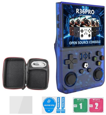 Lbvzxkad Consola de Juegos Retro Portátil R36PRO de 128 GB y Pantalla HD de 3,5 Pulgadas, Reproductor de Vídeo Portátil de Bolsillo Compatible con para Más de 30 Emuladores C