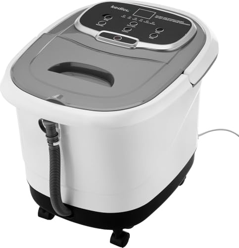 KEDICA Fußbad mit Massage, Infrarot & Heizung, 6 Rollen, LED-Display, Auto-Start, Duschfunktion, ätherische Öle, 14,5L, Temperaturregelung, Fußsprudelbad elektrisch, 500W, tragbar