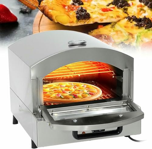 BTOIASYHF Forno Elettrico per Pizza/A in Acciaio Inox, Dotato di Finestra A Vista E Maniglia Resistente al Calore, Riscalda Uniformemente Tortillas di Mais, Pane, Torte E Barbecue.