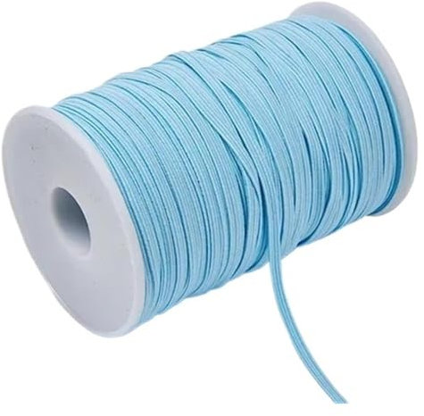 Banda elástica de goma de colores de 3 mm y 6 mm for coser, cinta elástica de licra, adorno for tela, accesorios de bricolaje for prendas de vestir, elástica for coser.(Light Blue,6mm 100yards)