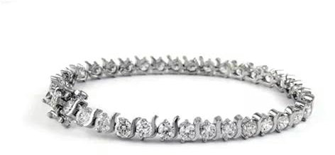 18 Karat Weißgold plattiertes, 4 mm großes, ausgefallenes Tennisarmband mit Zirkonia für Damen – 7,5 Zoll