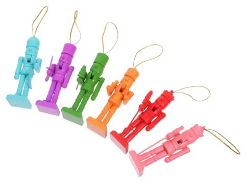 TOPPERFUN 6pezzi Schiaccianoci Sospesi di Natale in Legno Decorazioni Natalizie da Appendere all Albero Ornamenti Soldato Schiaccianoci per Albero di Natale