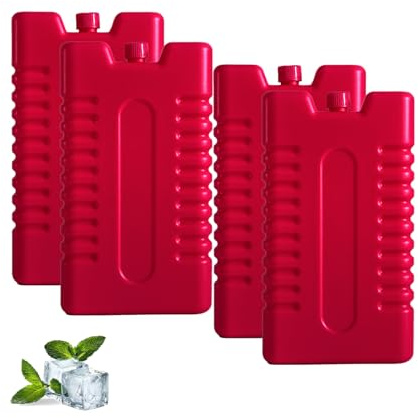 sunVigorous Kühlakkus für kühltasche - 4/6/12 Stück à 200 ml-Wiederverwendbarer ultradünner kühlelement- Geeignet für Outdoor-Aktivitäten zum Mitnehmen, um Lebensmittel frisch zu halten (Rot-4)