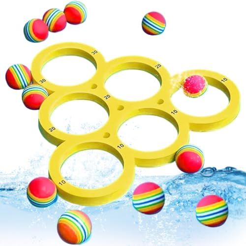 NASSMOSSE Pool Games with Score, EVA Floating Tossing Balls with 12 Colorful Balls for Swimming Pool Fun