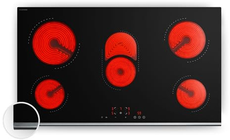 Klarstein Verosteel Piani Cottura in Vetroceramica - 90 cm, 5 Zone, 8400 W, Touch Slider, Timer & Blocco Bambini, Design Minimal, Superficie Facile da Pulire, Piano Cottura Elettrico