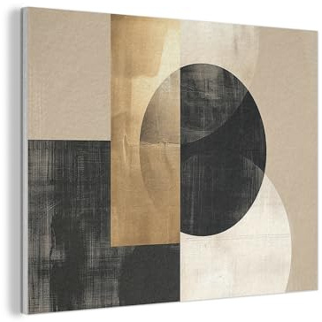 MuchoWow© Composizione Feltro XXL Pannello Camera Design Grande Cornice | 80x60 cm - Salotto Accento Parete Astratto - Oro - Nero - Arte