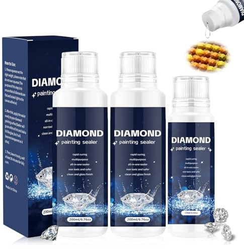 KEORHEZ 3 Stück Diamond Painting Versiegelung Diamond Painting Kleber Zum Funkeln Bringen Und Diamanten Schützen 120 ml Und 200 ml
