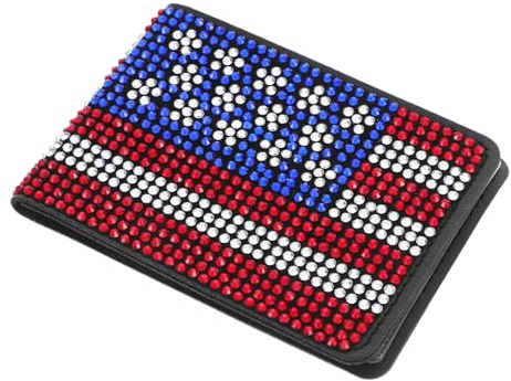 VERDANVERSE American Flag Rhinestone Driver's License Case Car Document Organizer with Sparkling Design for Women Men Teens Stylish Vehicle Interior Accessory and Registration Card Holder