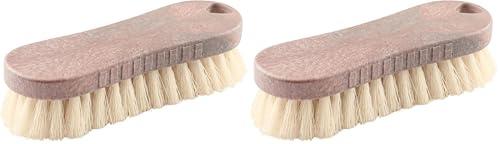 VIGAR - Multifunctional Brush - Hard and Resistant Bristles - 12 x 6 x 4 cm - Made in Spain with Recycled Materials - Flat Ergonomic Design - Brown (Pack of 2)