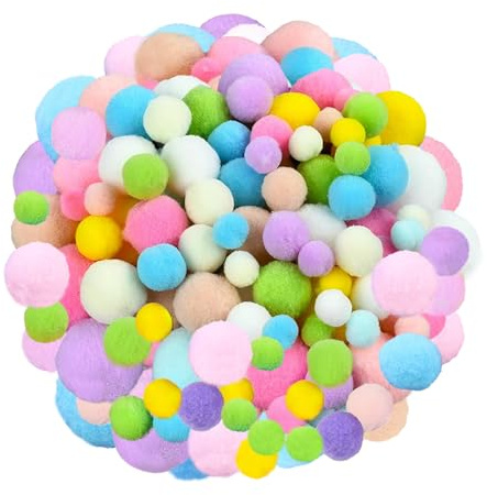 260 Stück Mini Pompons zum Basteln, 0.5-3cm Kleine Filzkugeln Bunt Klein, Pompom Bälle zum Basteln, Kleine Pompons zum Bastelns, Bunte Pompons für Ostern Weihnachten DIY Kreative Handwerk, Quasten (B)