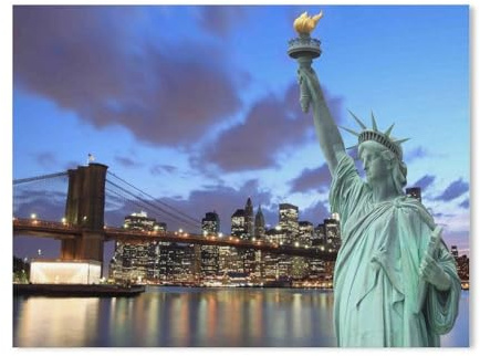 Freiheitsstatue und Brooklyn Bridge, New York City，Klassisches Puzzle 3D Puzzle DIY Kit Papier Spielzeug Einzigartiges Geschenk-J13
