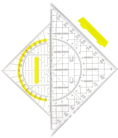 YEDPGUE 2 Pcs Geodreieck mit Griff,Mit Winkel Als Winkelmesser, Transparent Aus Kunststoff Geeignet für Studenten Büro Designer Malerei
