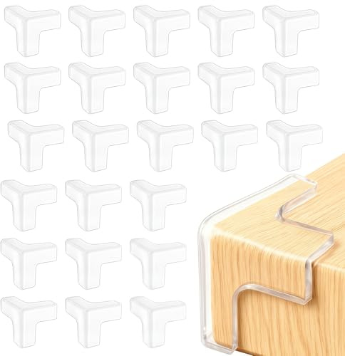 24 Stück Eckenschutz Baby, Kantenschutz Transparent, Selbstklebender Kantenschutz für Tisch & Möbel, Baby Eckenschutz mit starkem Halt, für Esstische, Schreibtische und Schränke