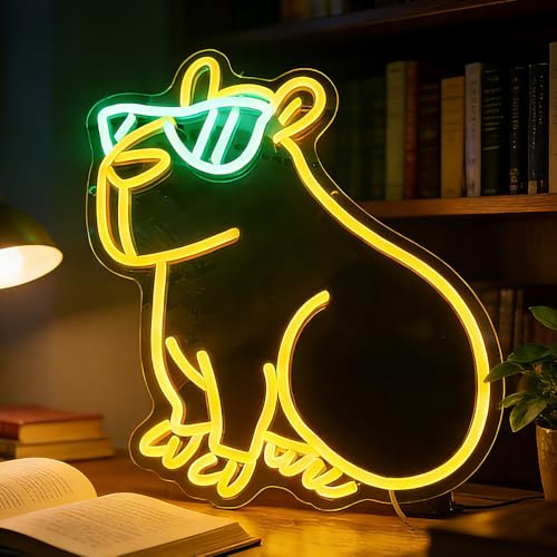 DAJASD Capybara Cartel De Neón, 34 Cm Capybara Luz Nocturna, Letrero Luminoso Con Conector USB Regulable, Luz De Neón 3D, Decoración De Pared Para Fiesta De Pared, Habitación, Boda, Regalo